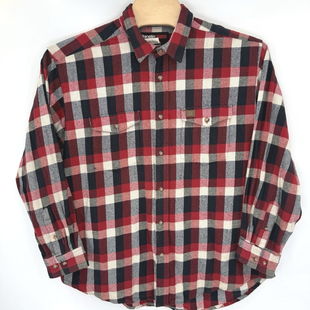 Wrangler Riggs Workwear Shirt Mens XXL Red Plaid Flannel Long Sleeve Button